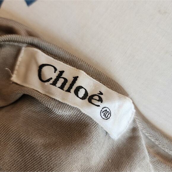 CHLOE SILK LIGHT BROWN BLOUSE MED - Picture 5 of 5
